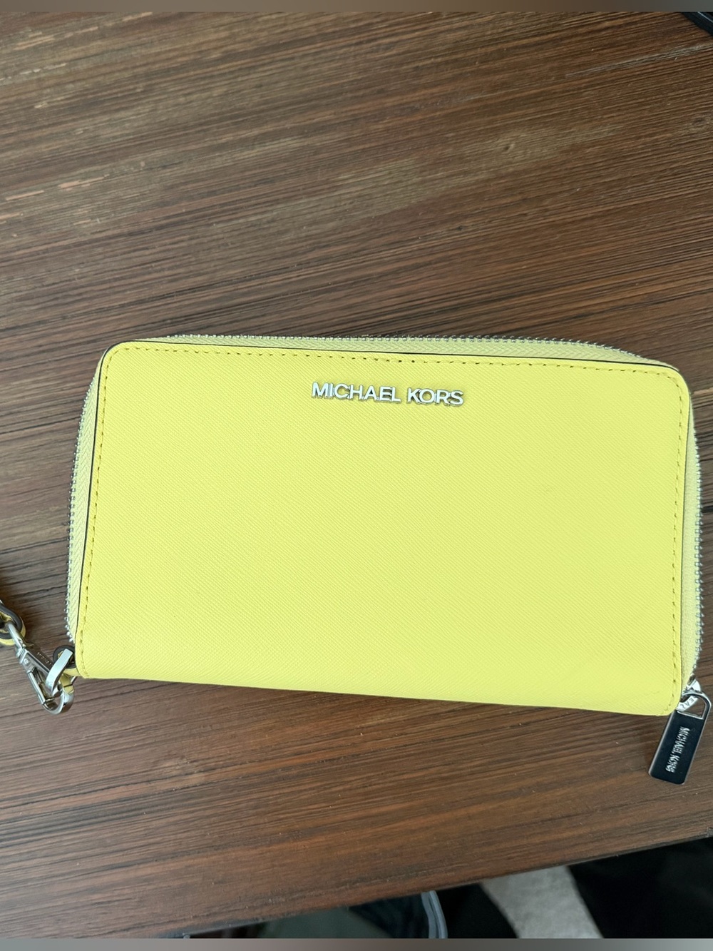 Michael Kors Lemon Yellow Saffiano Zip Wristlet
